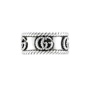 Sold Out Gucci Double G Band Ring 925 Sterling Silver Aged Finish Size 16 US 7.5